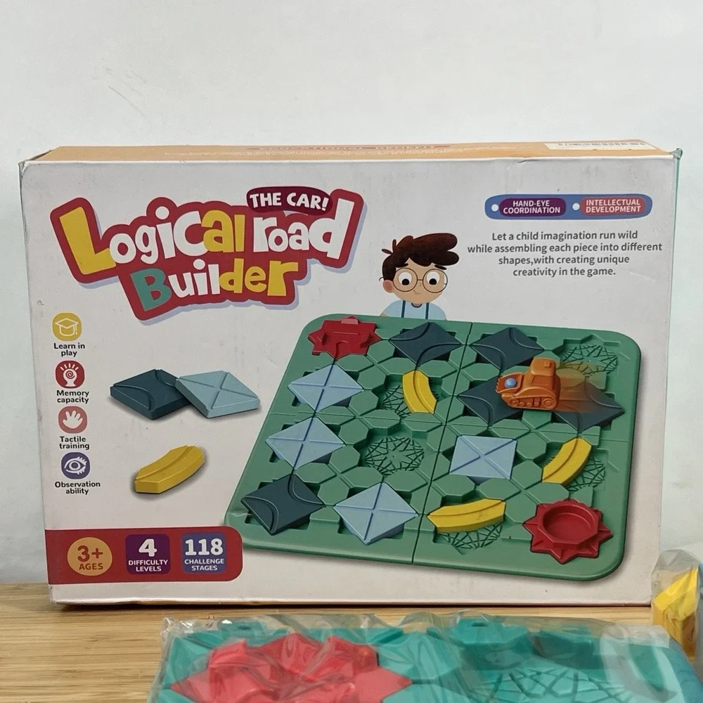 Logic Kids Board Game Marble Run Blocks Puzzle Car Track Toy Race Car NewOpenBox